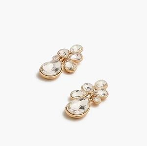 New! J.Crew Factory Crystal Petal Statement Earrings in Crystal Goldtone